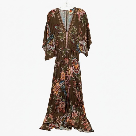 FARM Rio Dresses & Skirts - FARM Rio Brown Pink Valentina Floral Maxi Dress | Women’s S
